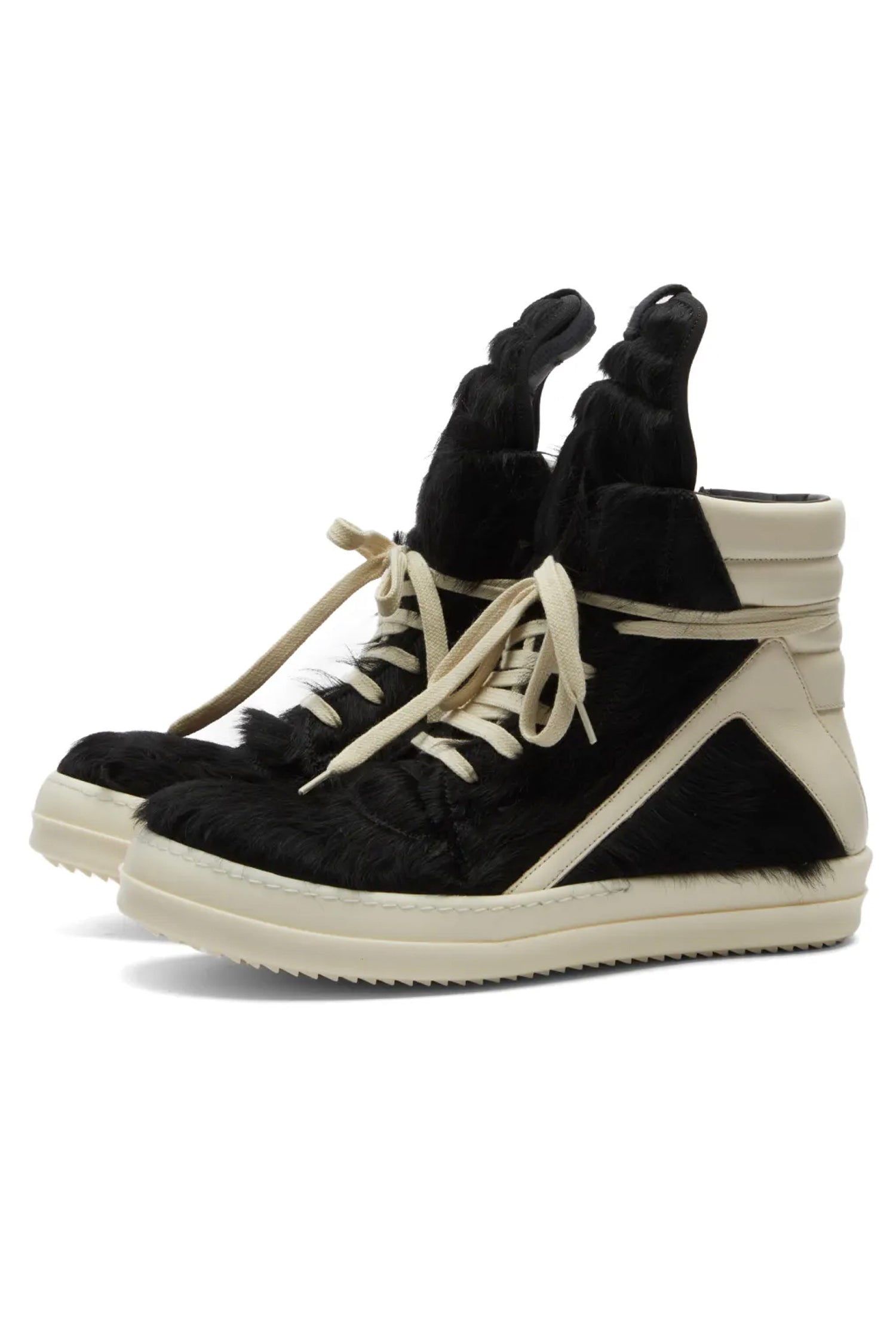 FUR LINED GEOBASKETS IN BLACK/MILK/MILK, SS24