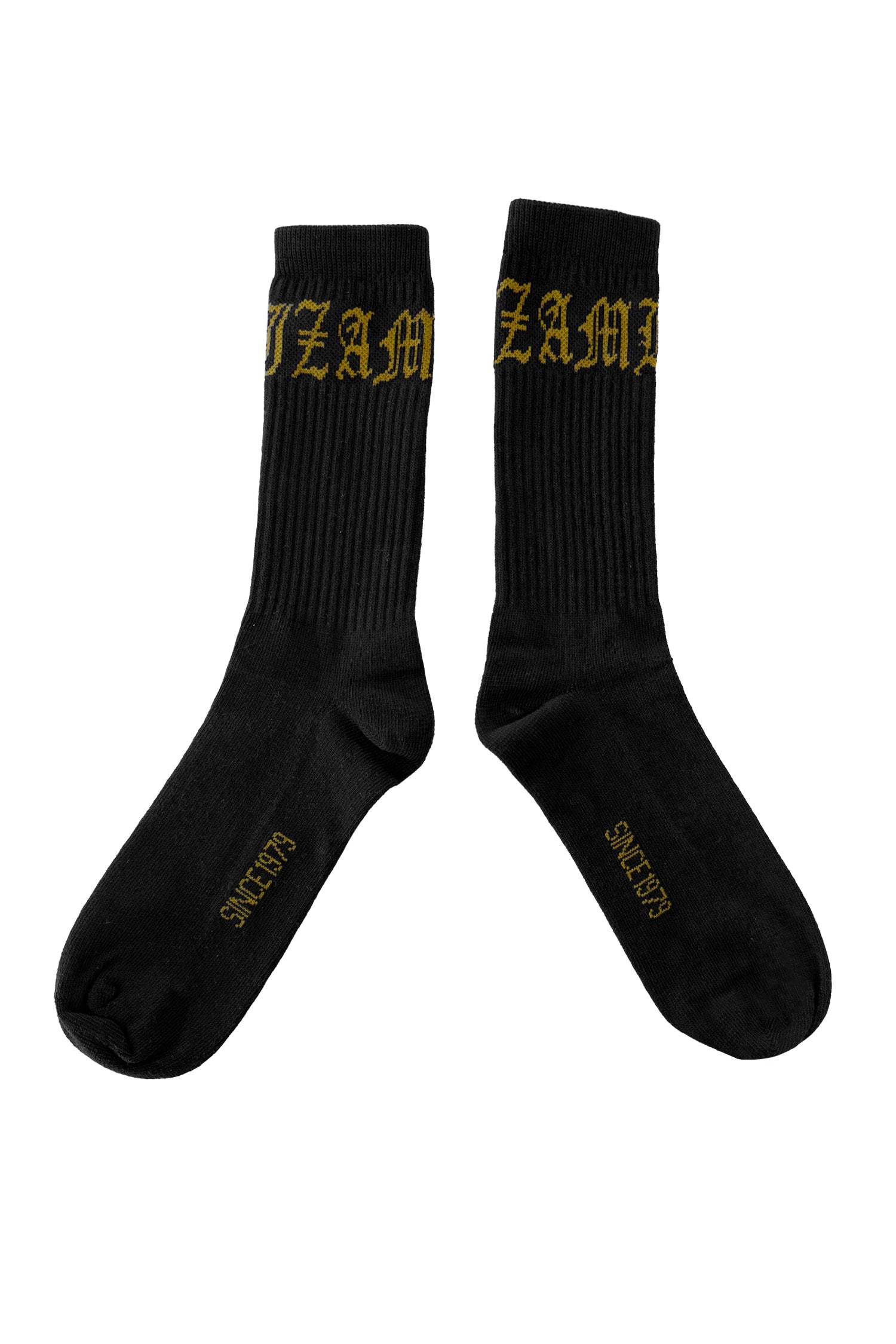 COTTON GOTHIC SOX IN BLACK/LEMONGRASS