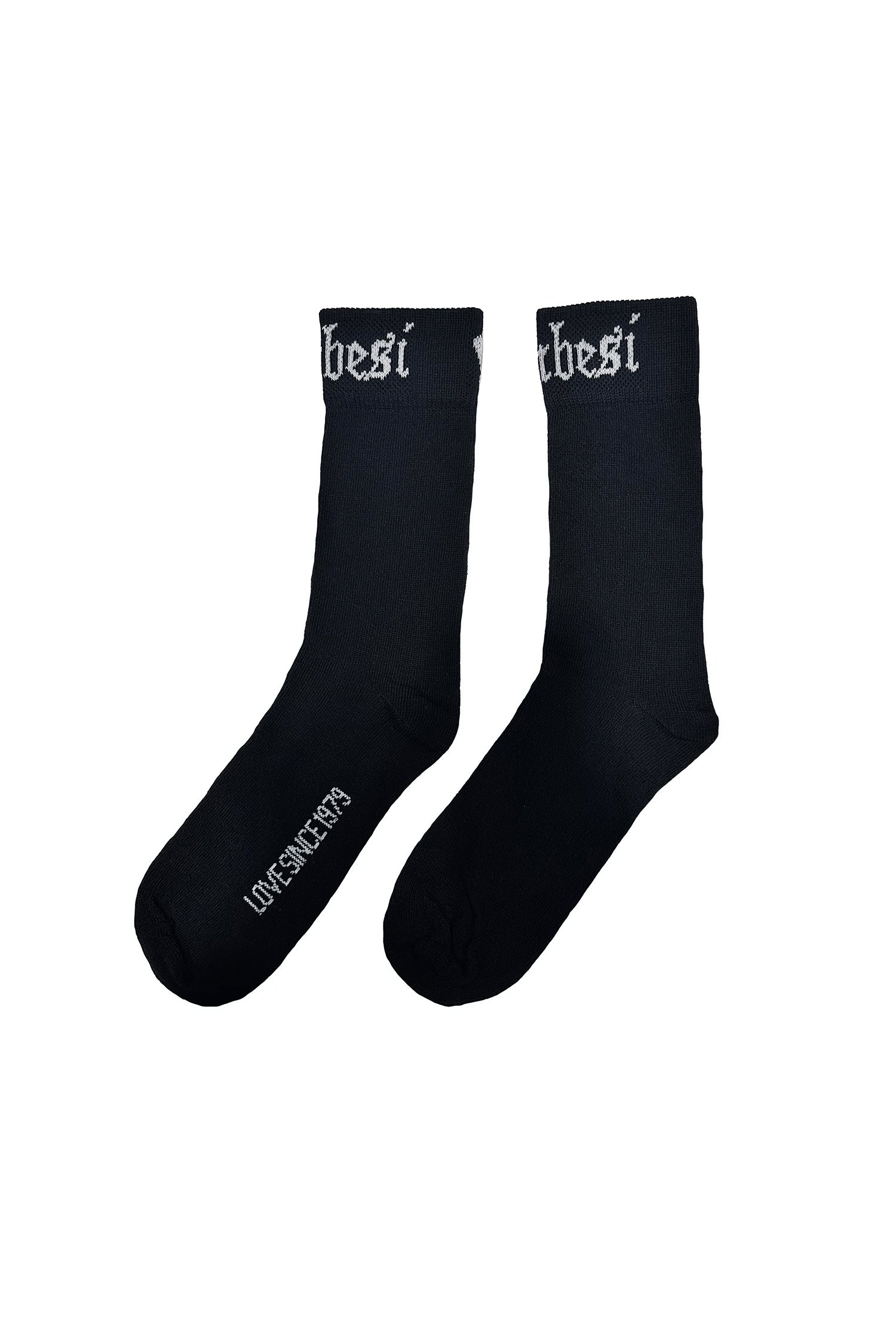 MERINO HEART SOX IN BLACK/BONE