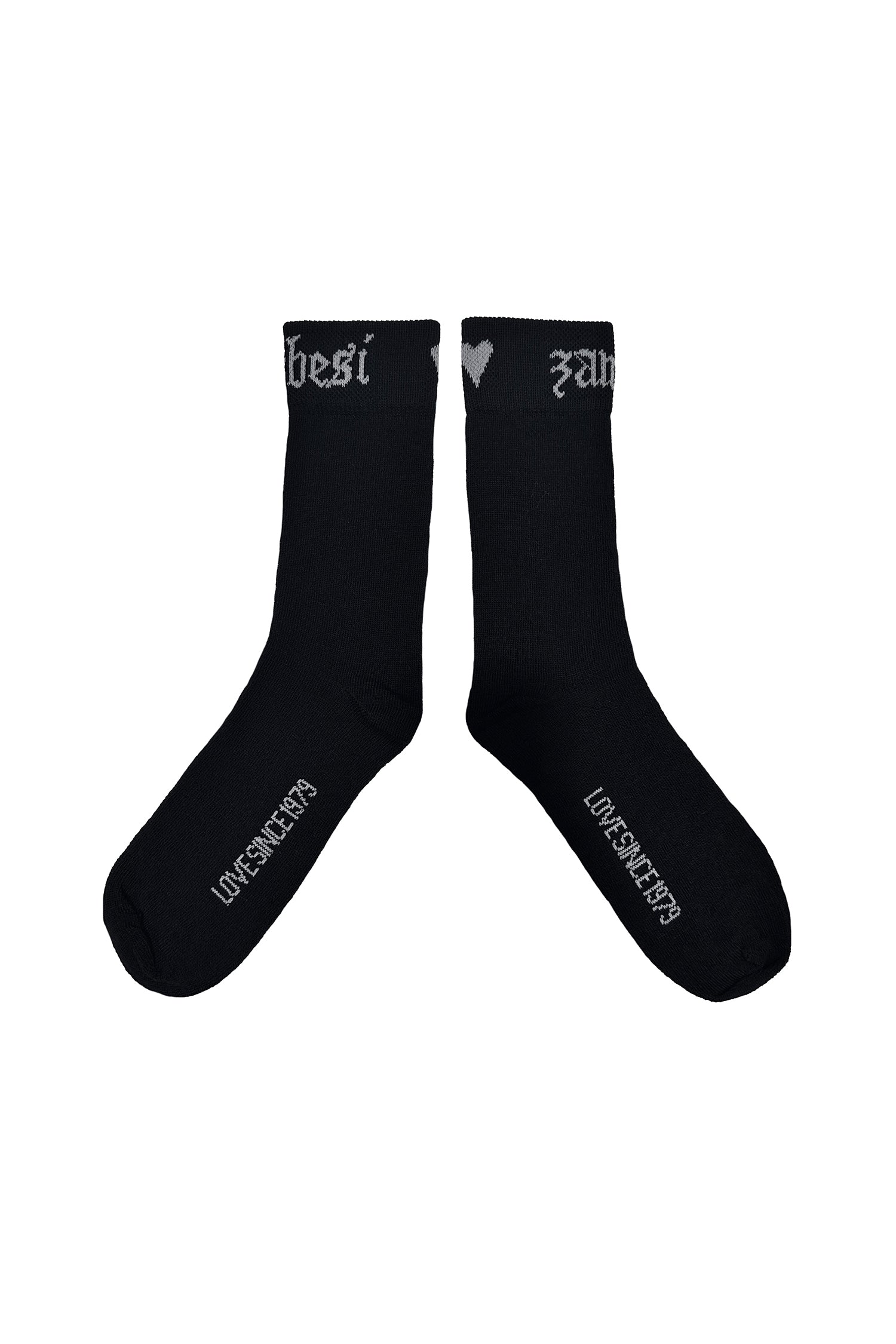 MERINO HEART SOX IN BLACK/BONE