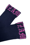 GOTHIC SOX IN NAVY/PINK, COTTON