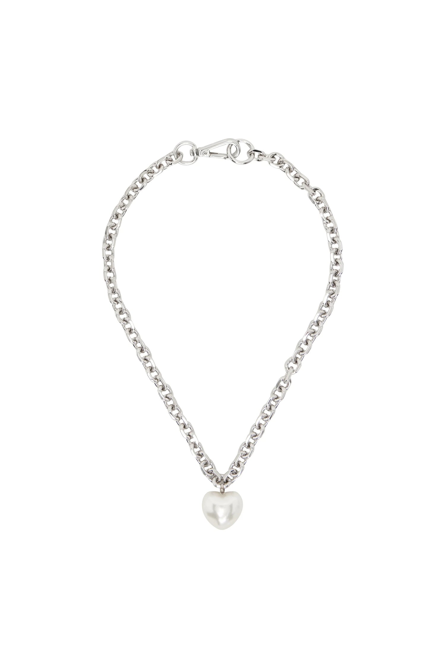 LARGE PEARL HEART CHAIN NECKLACE IN PEARL, SS23