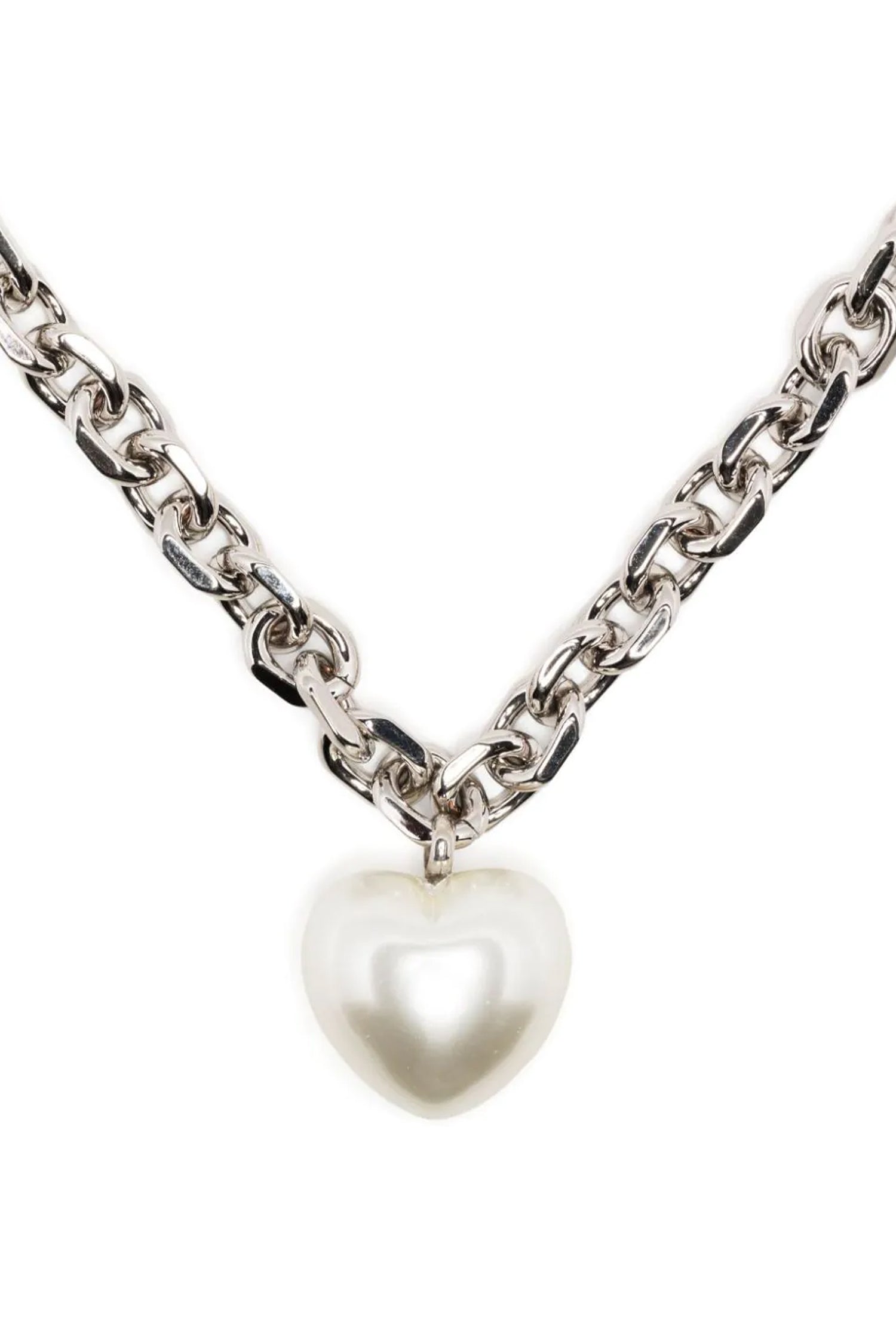 LARGE PEARL HEART CHAIN NECKLACE IN PEARL, SS23