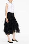 LAYERED RUFFLE LONG TUTU SKIRT IN BLACK, SS23