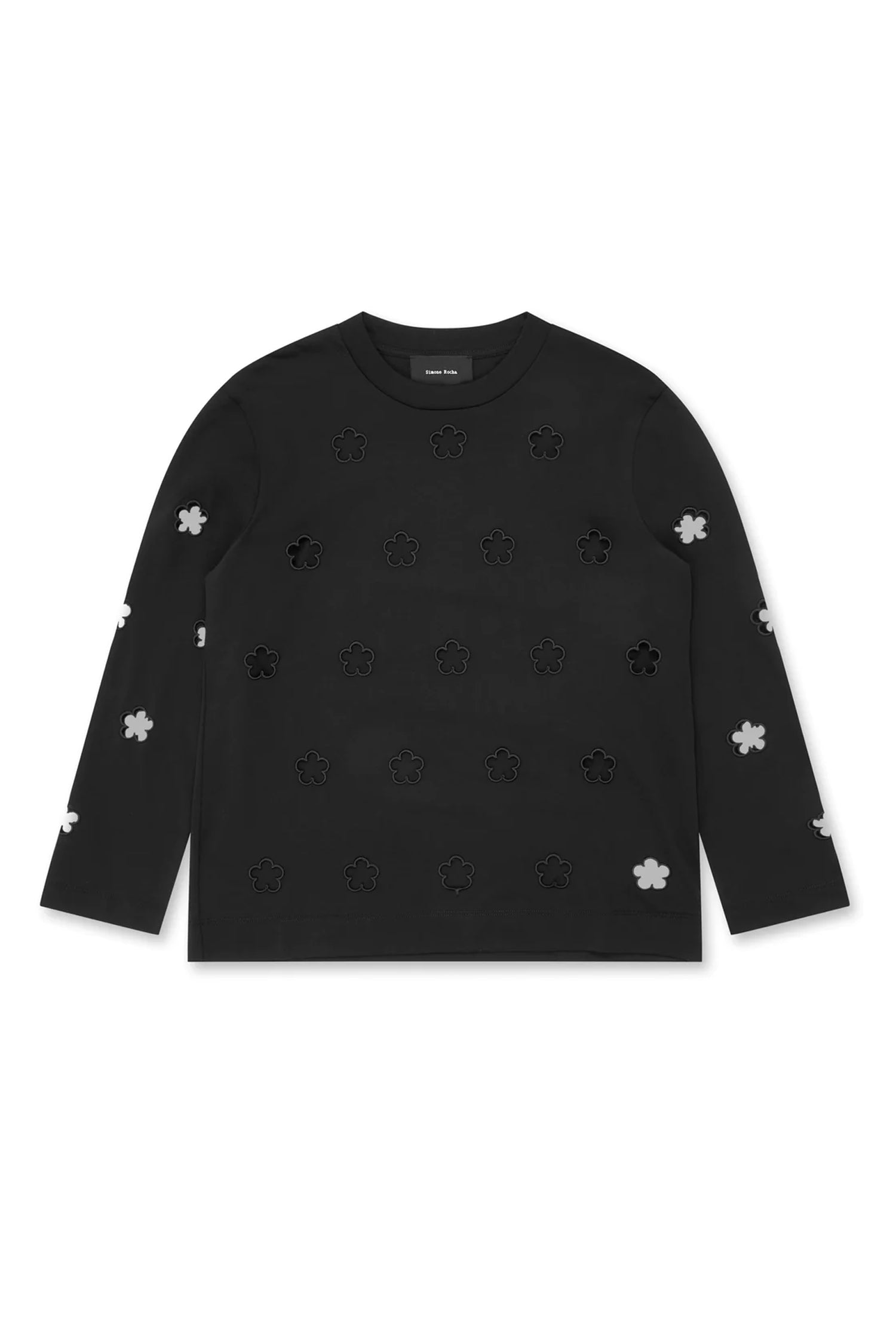 L/S FLOWER CUT-OUT T-SHIRT IN BLACK, SS23