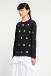 L/S FLOWER CUT-OUT T-SHIRT IN BLACK, SS23