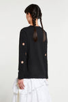 L/S FLOWER CUT-OUT T-SHIRT IN BLACK, SS23