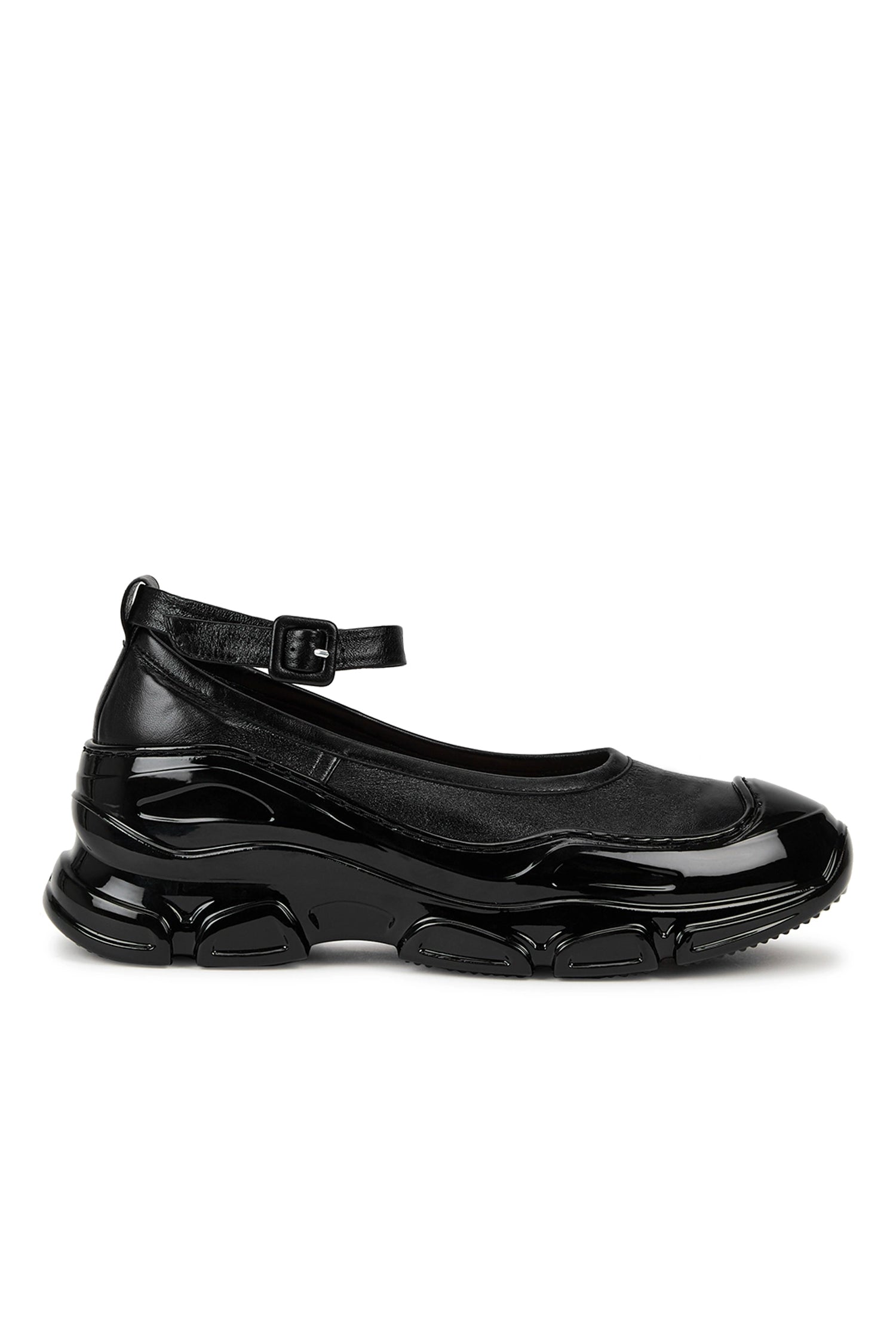 ROUND TOE LOW TREK MARY JANE IN BLACK/BLACK,SS23