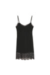 MINI SLIP DRESS WITH LACE TRIM IN BLACK, AW23