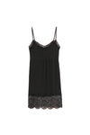 MINI SLIP DRESS WITH LACE TRIM IN BLACK, AW23