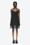 MINI SLIP DRESS WITH LACE TRIM IN BLACK, AW23