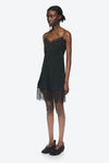 MINI SLIP DRESS WITH LACE TRIM IN BLACK, AW23