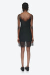 MINI SLIP DRESS WITH LACE TRIM IN BLACK, AW23