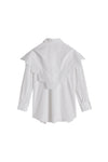 POINTED COLLAR SHIRT WITH TRIM IN WHITE/WHITE, AW23