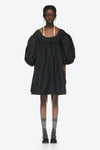 SCOOP NECK PUFF SLEEVE MINI DRESS IN BLACK, AW23