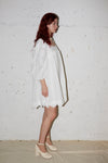 SCOOP NECK PUFF SLEEVE MINI DRESS IN WHITE, AW23