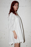 SCOOP NECK PUFF SLEEVE MINI DRESS IN WHITE, AW23