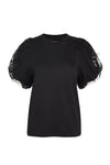SEQUIN TULLE PUFF SLEEVE A-LINE T-SHIRT IN BLACK, AW23