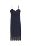 SLIP DRESS WITH LACE TRIM IN NAVY, AW23