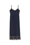 SLIP DRESS WITH LACE TRIM IN NAVY, AW23