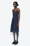 SLIP DRESS WITH LACE TRIM IN NAVY, AW23