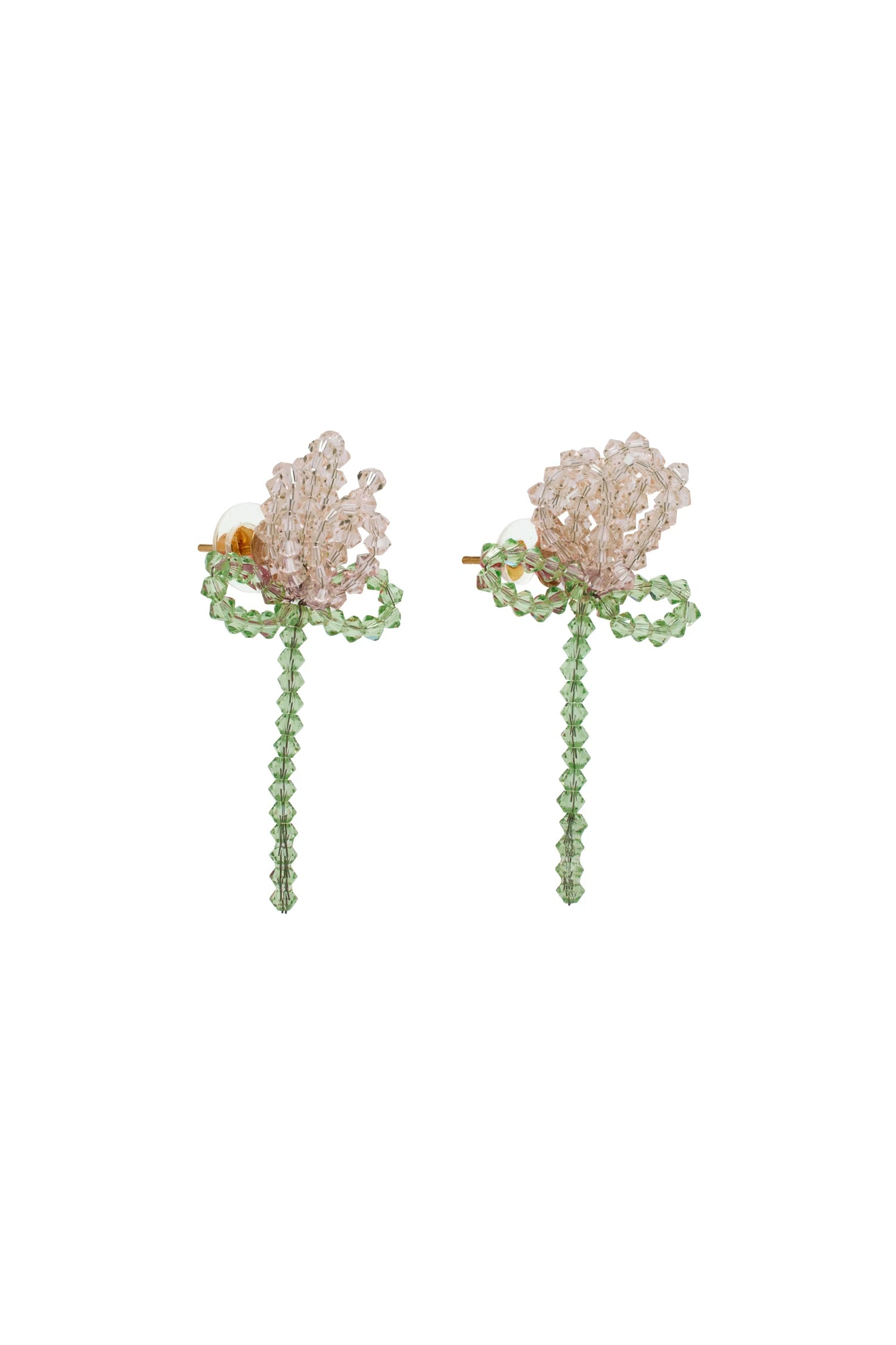 CLUSTER CRYSTAL FLOWER EARRING IN NUDE/MINT,SS24
