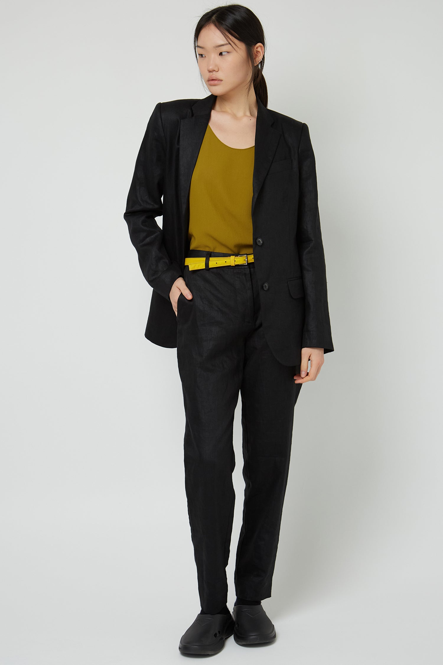 WOMENS COVERED LEATHER BELT IN YELLOW