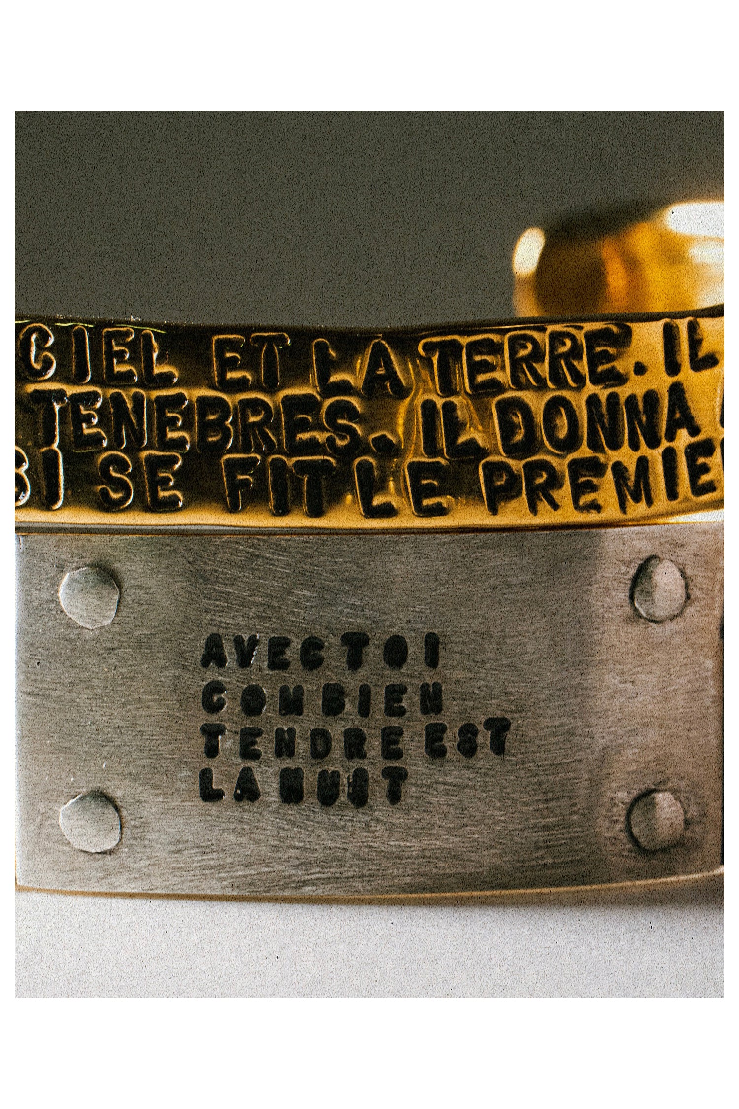 BRACELET 4 RIVETS &quot;LA NUIT&quot; ARGENT