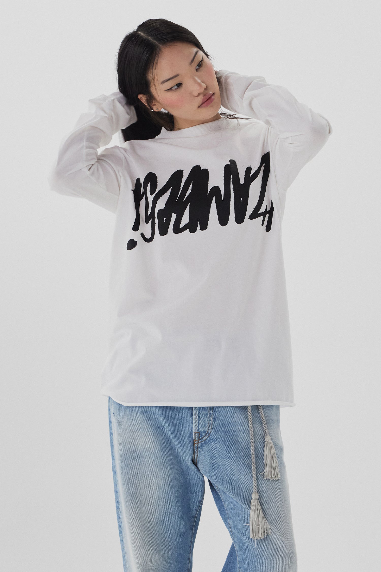 GRAFFITI LONG SLEEVE IN WHITE/BLACK, SS26