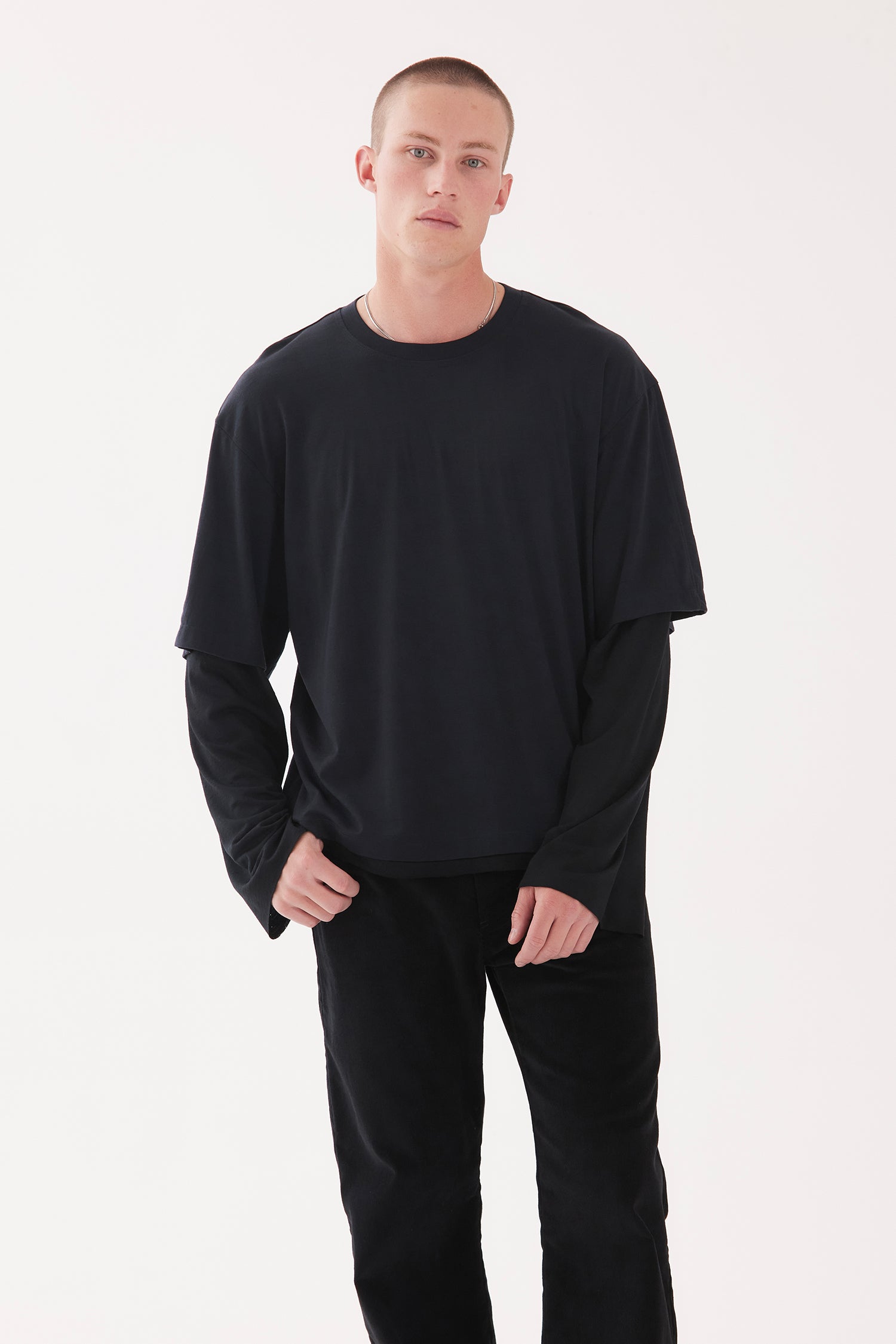 トップス BIO WEAR LAYERED L/S TEE Black BIO WEAR LAYERED L/S TEE Black