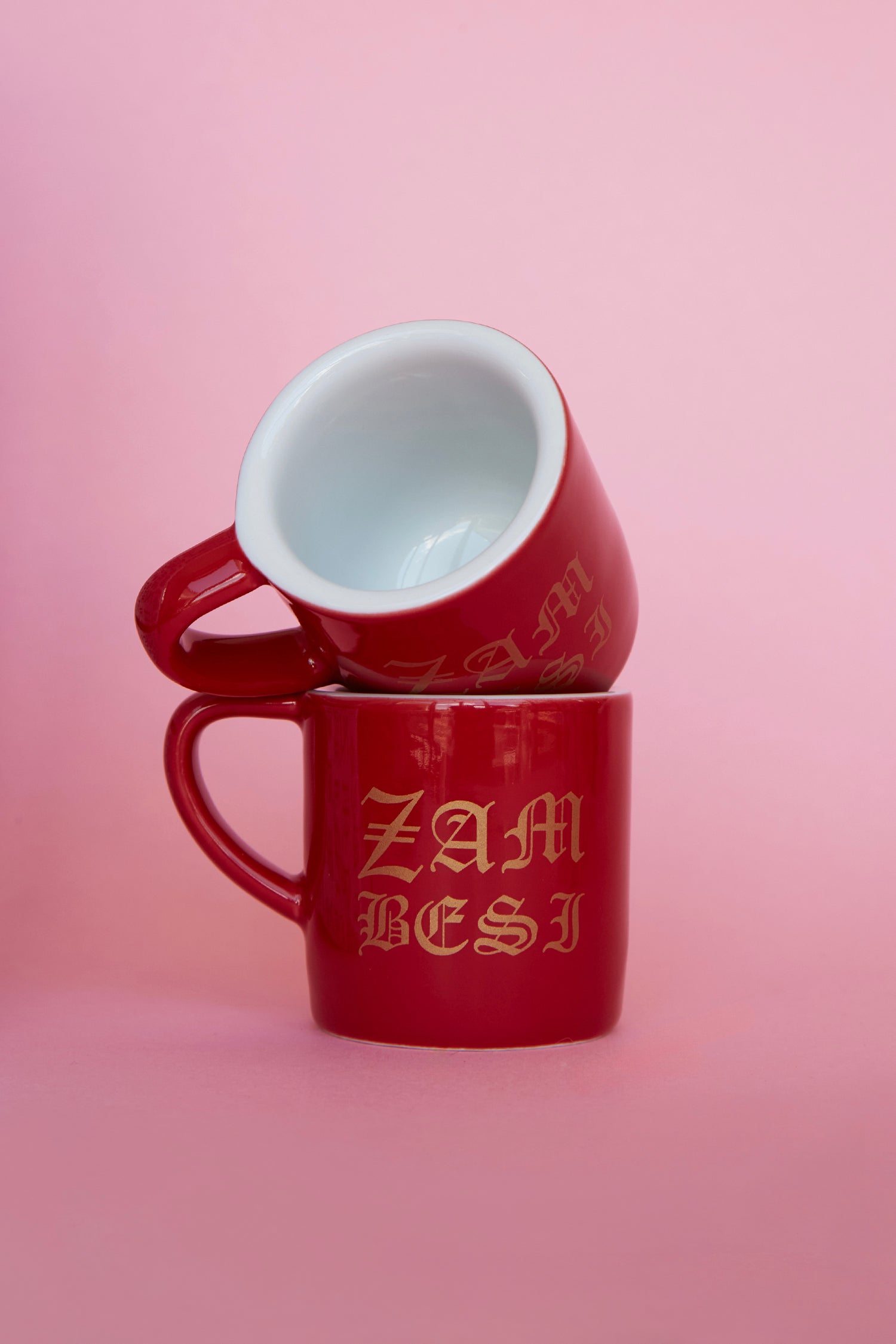 ESPRESSO CUP SET IN RED/GOLD GOTHIC