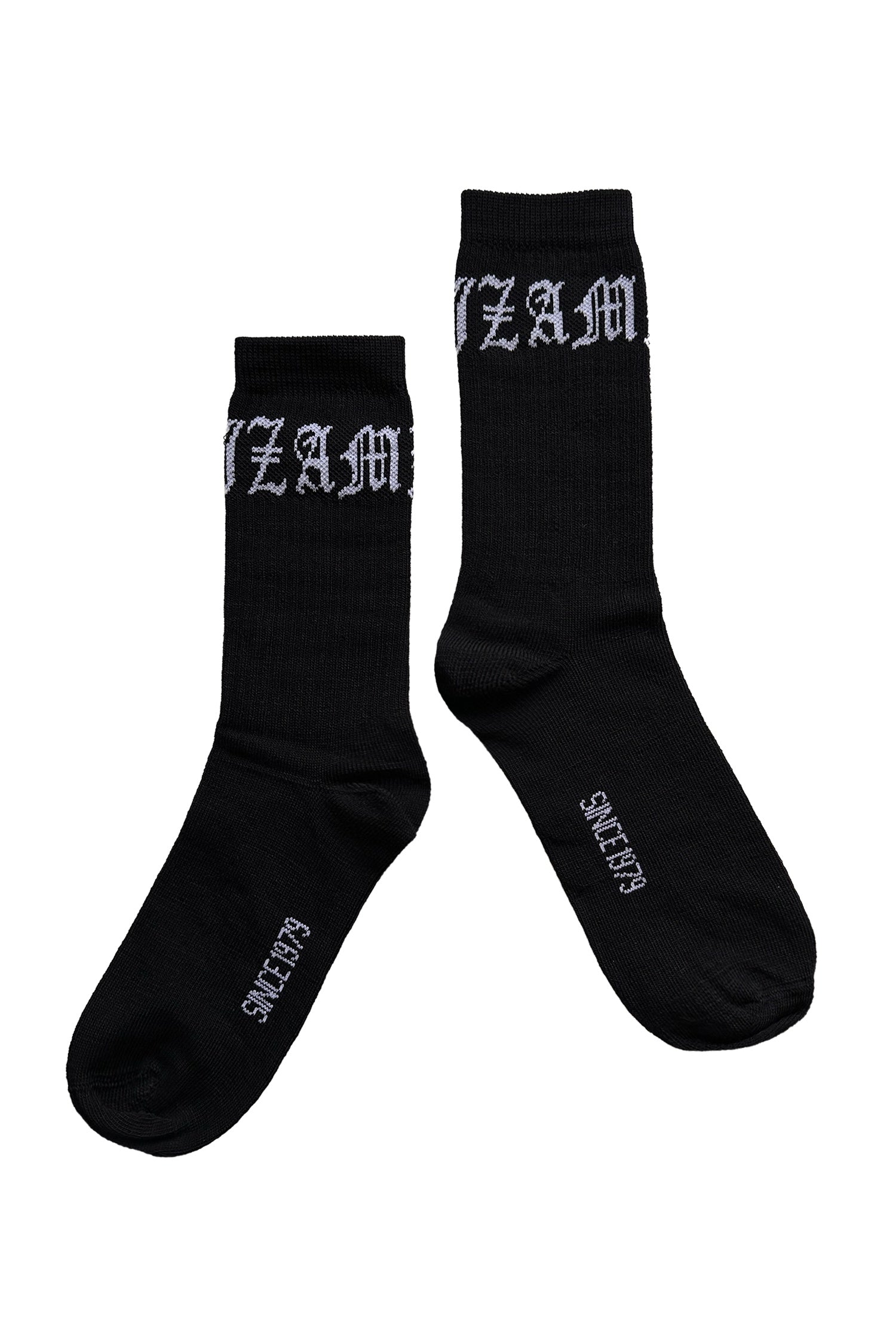 MERINO GOTHIC SOX IN WHITE ON BLACK