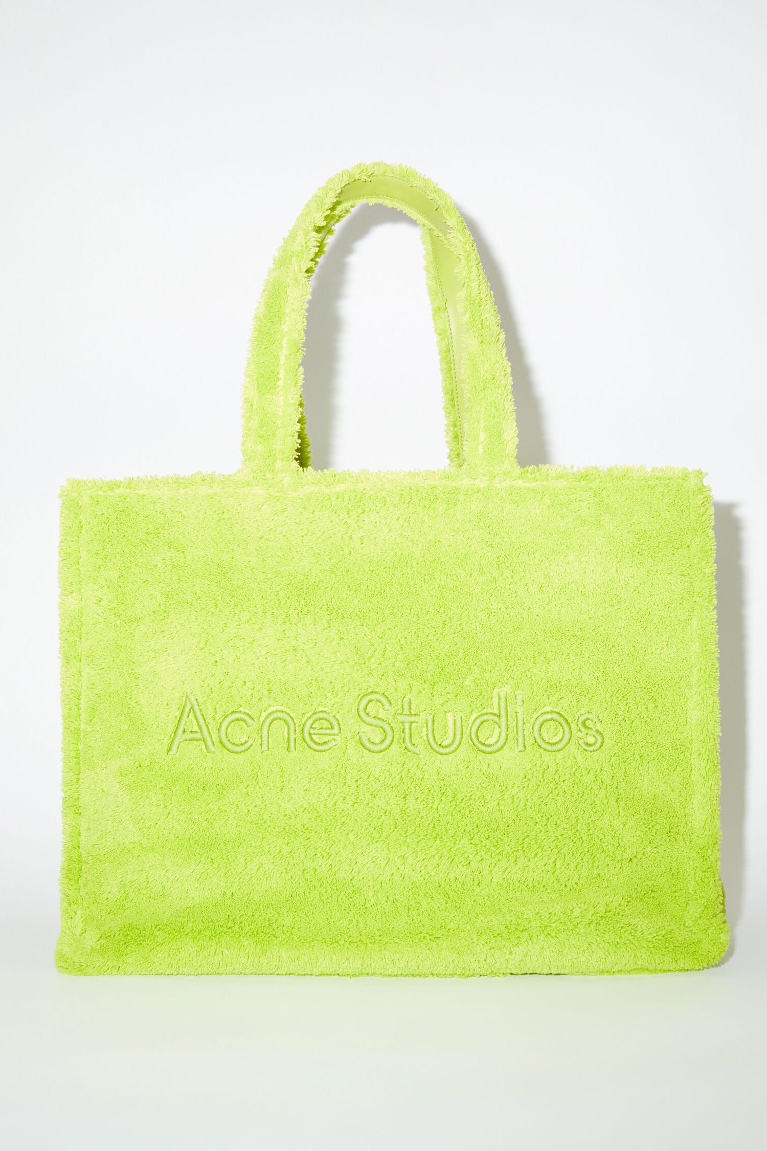 FURRY LOGO SHOULDER TOTE BAG IN LIME GREEN, FW23