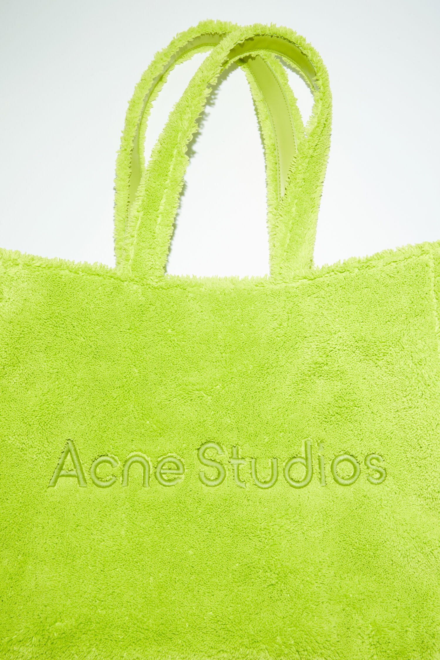 FURRY LOGO SHOULDER TOTE BAG IN LIME GREEN, FW23