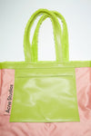 FURRY LOGO SHOULDER TOTE BAG IN LIME GREEN, FW23