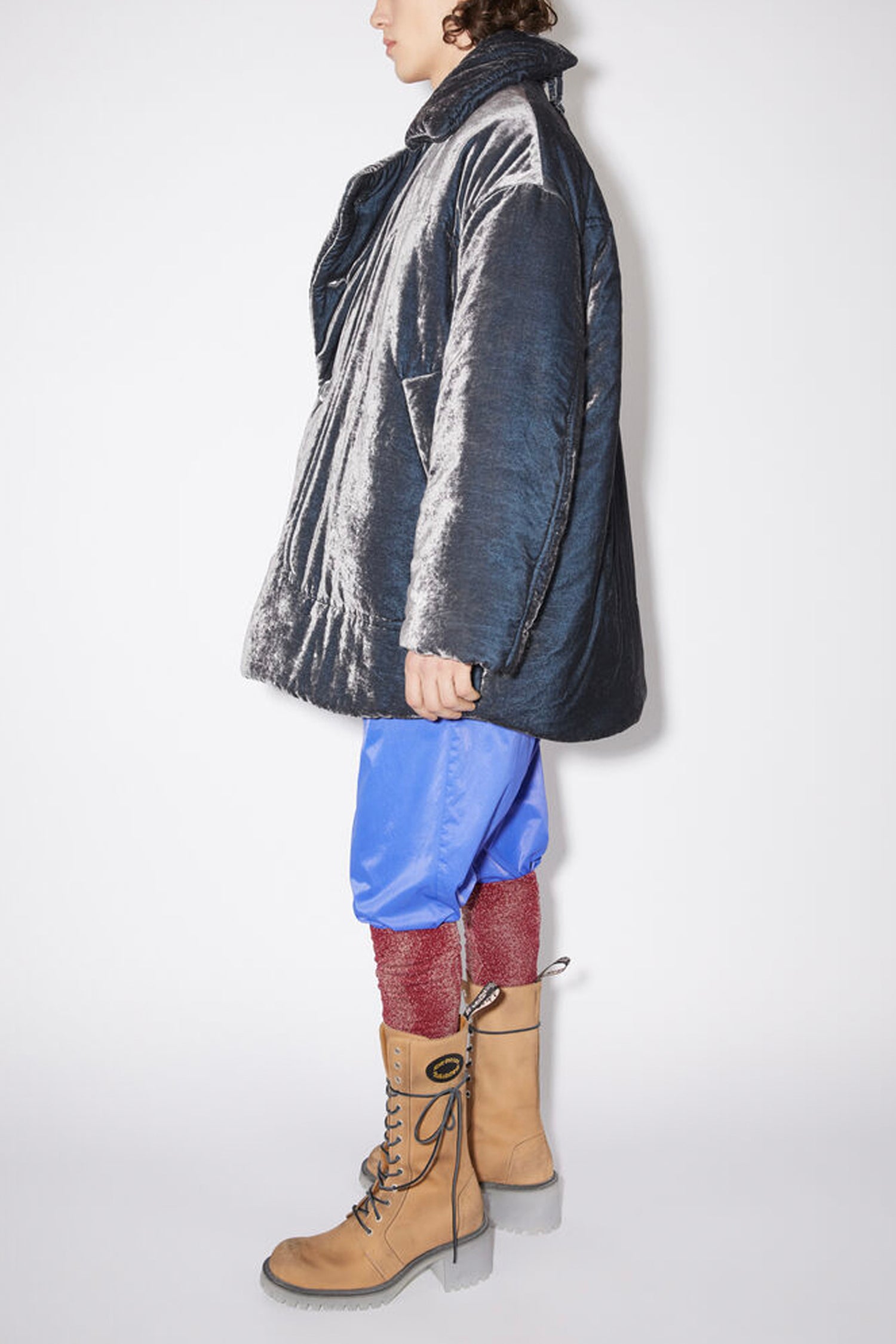 Padded velvet coat sale