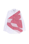 COTTON POPLIN PANELLED SHIRT IN WHITE/RED STRIPE, SS23