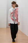 COTTON POPLIN PANELLED SHIRT IN WHITE/RED STRIPE, SS23
