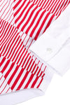 COTTON POPLIN PANELLED SHIRT IN WHITE/RED STRIPE, SS23
