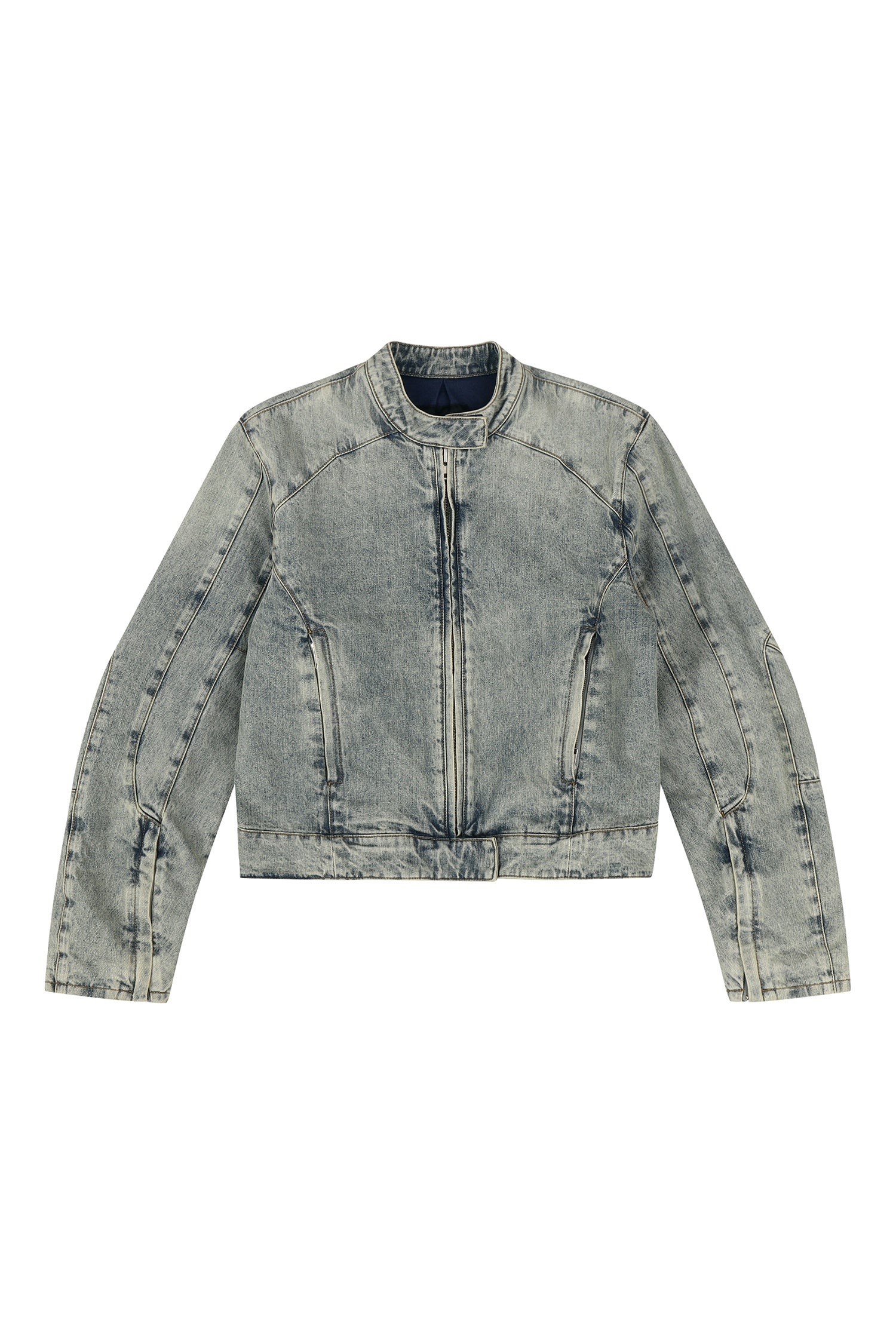 MOTO DENIM JACKET IN SURFACE WAVE, DROP 6