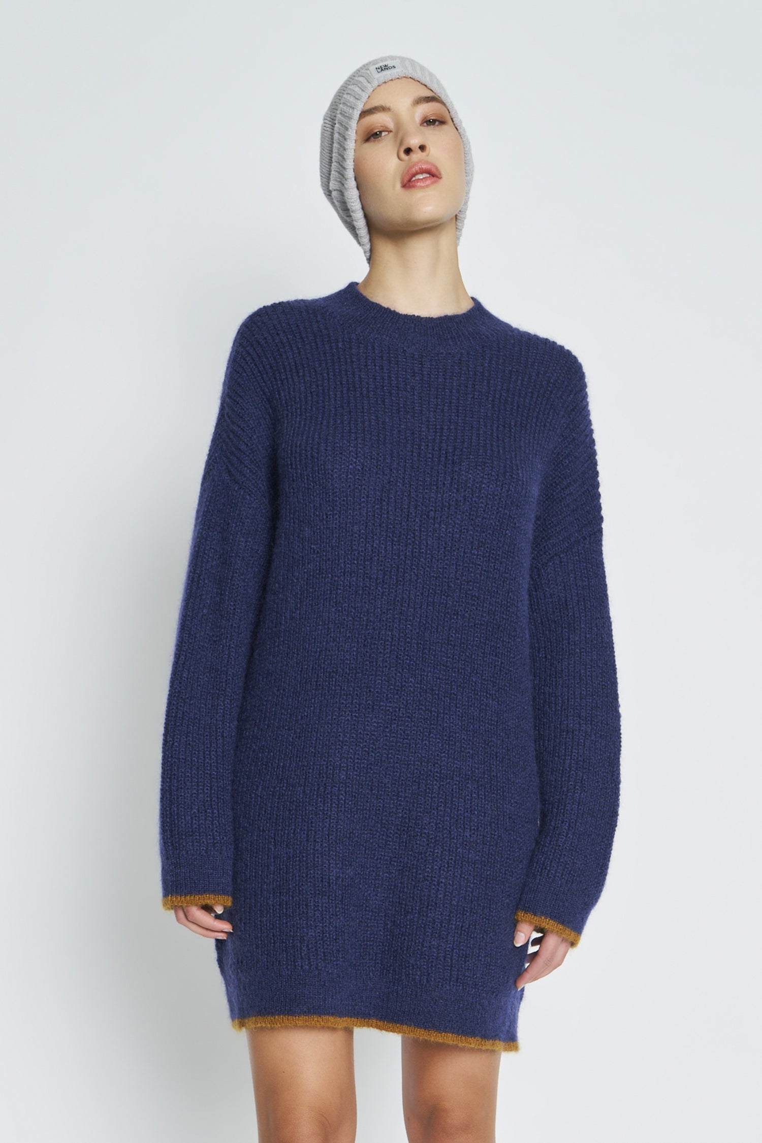 QUINN SWEATER IN INK/CINNAMON TIPS, W23