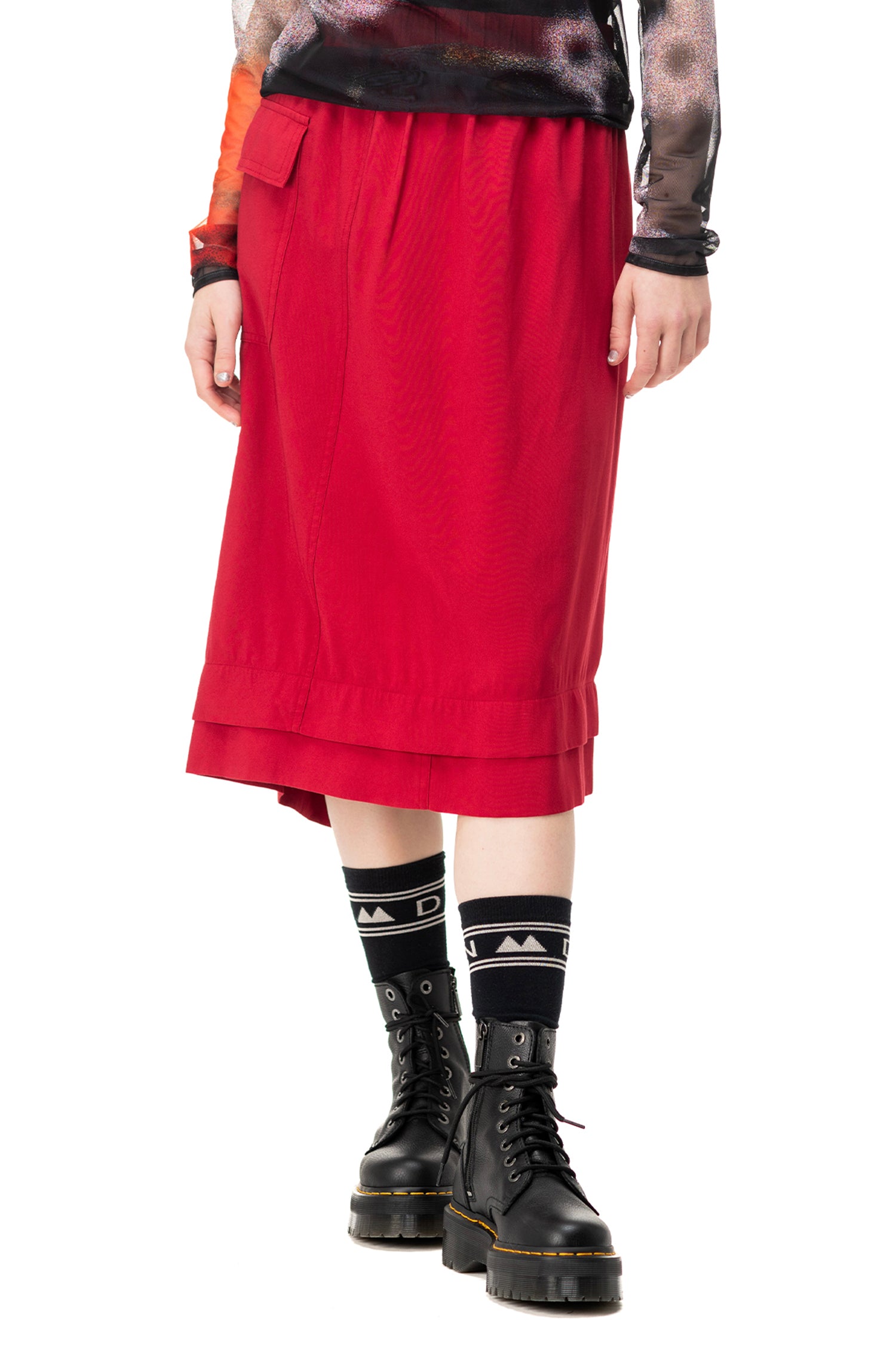 SUBDIVISION SKIRT IN RUBY, S24