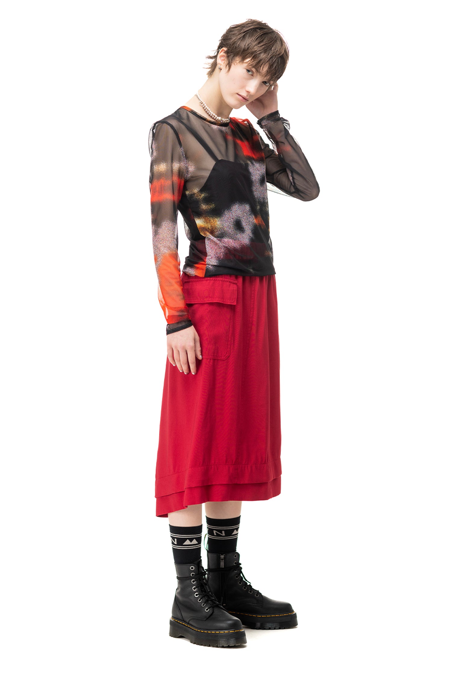 SUBDIVISION SKIRT IN RUBY, S24