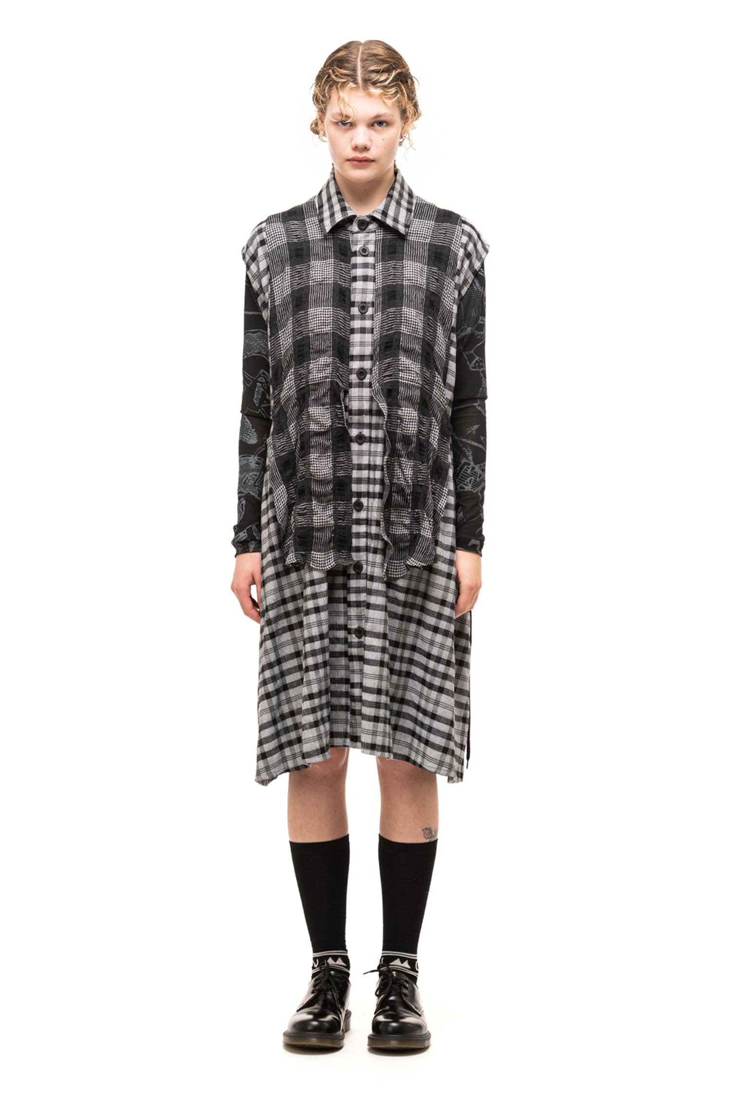 CHECK IT OUT SHIRT DRESS IN BLACK, W23
