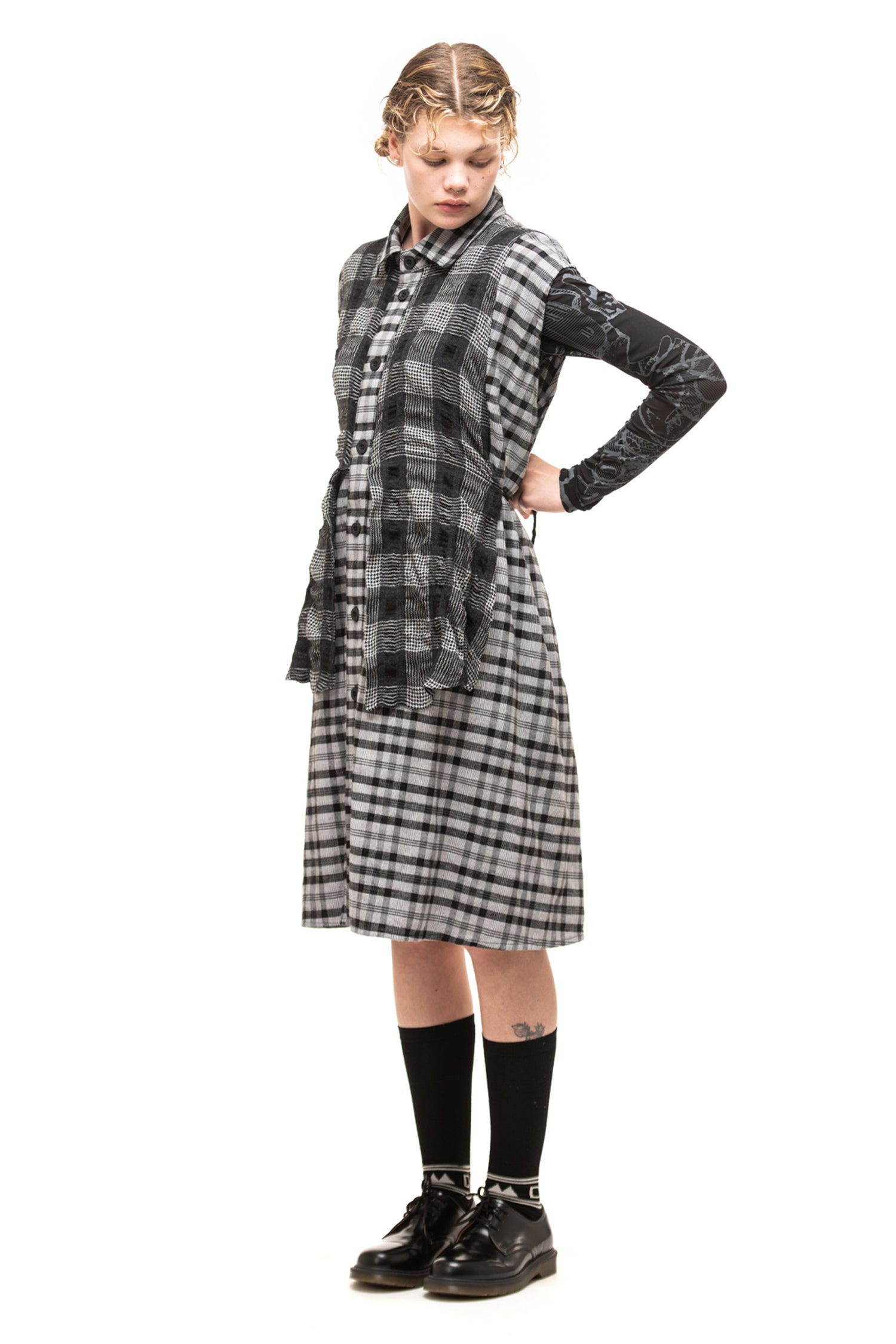 CHECK IT OUT SHIRT DRESS IN BLACK, W23