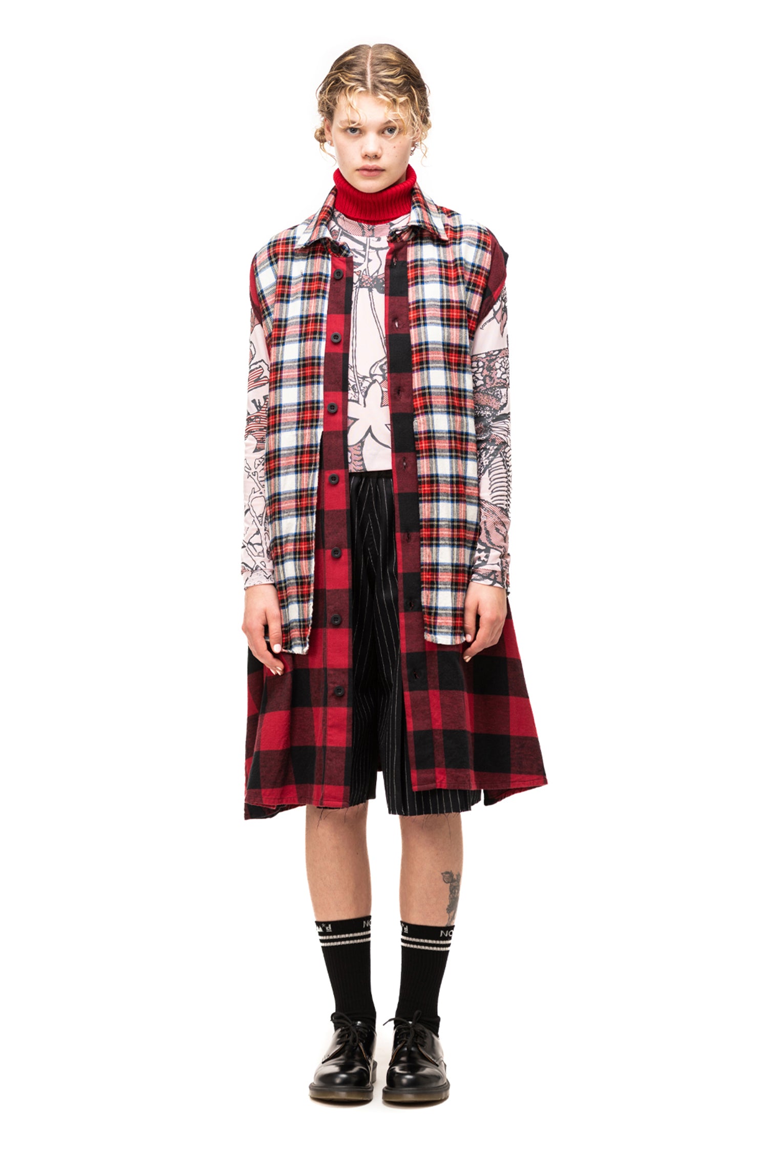 CHECK IT OUT SHIRT DRESS IN RED/BLACK, W23