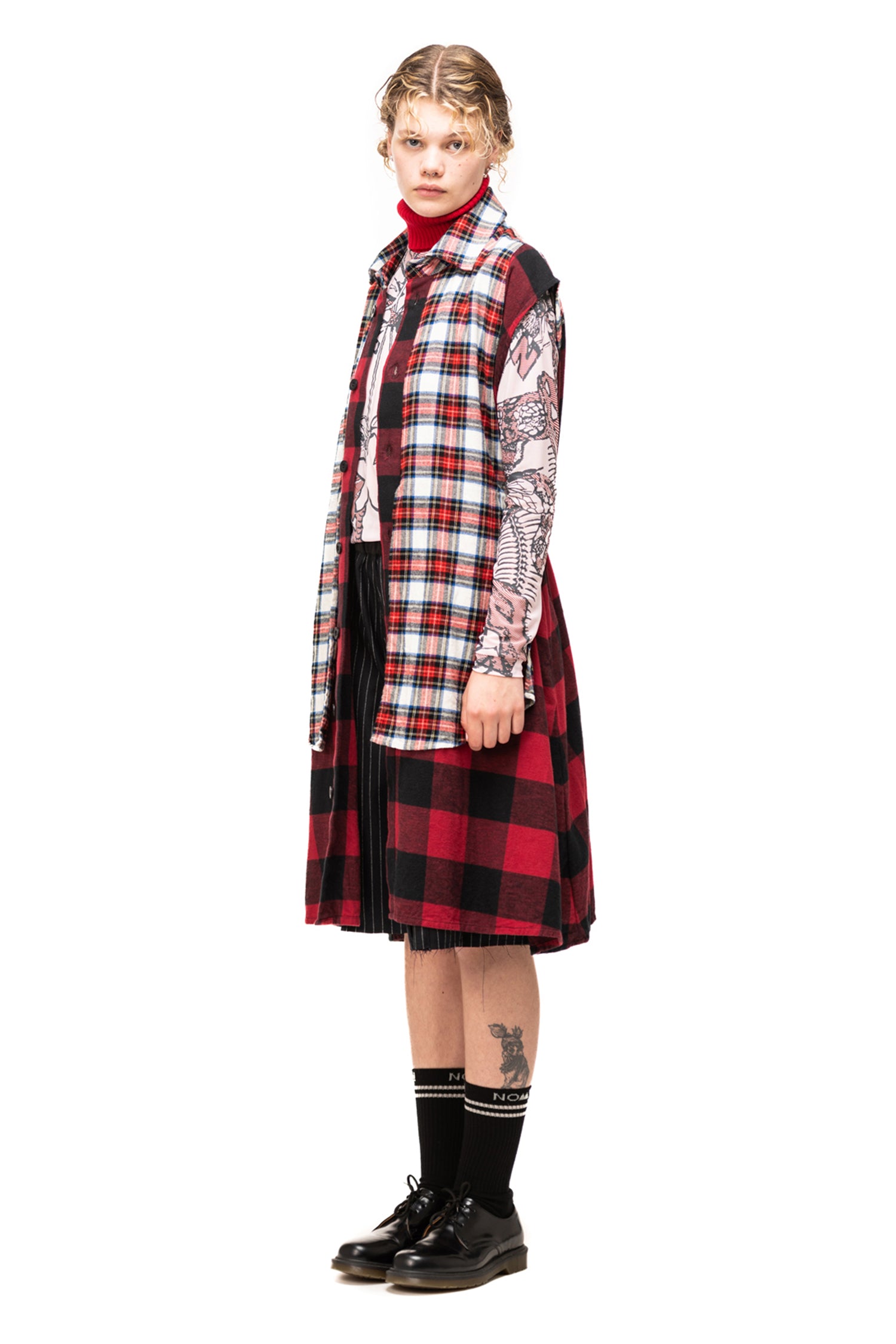 CHECK IT OUT SHIRT DRESS IN RED/BLACK, W23