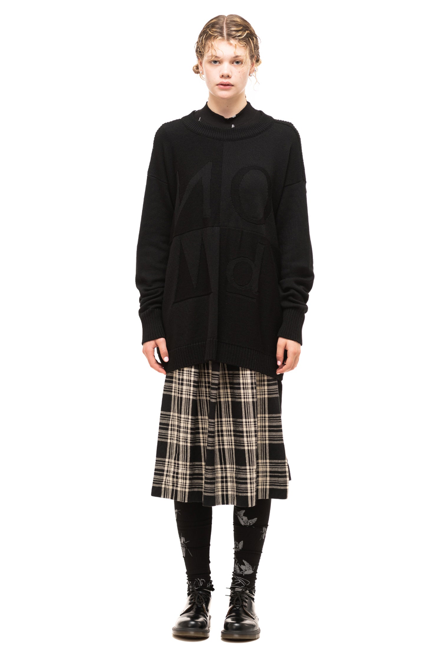 CHECK OFF SWEATER IN BLACK, W23