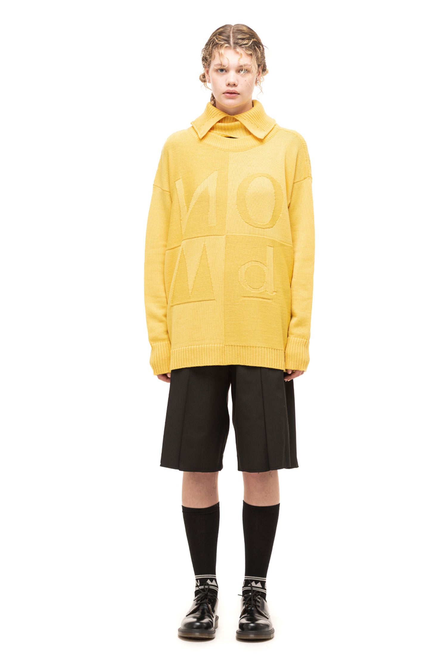 CHECK OFF SWEATER IN DAFFODIL,W23