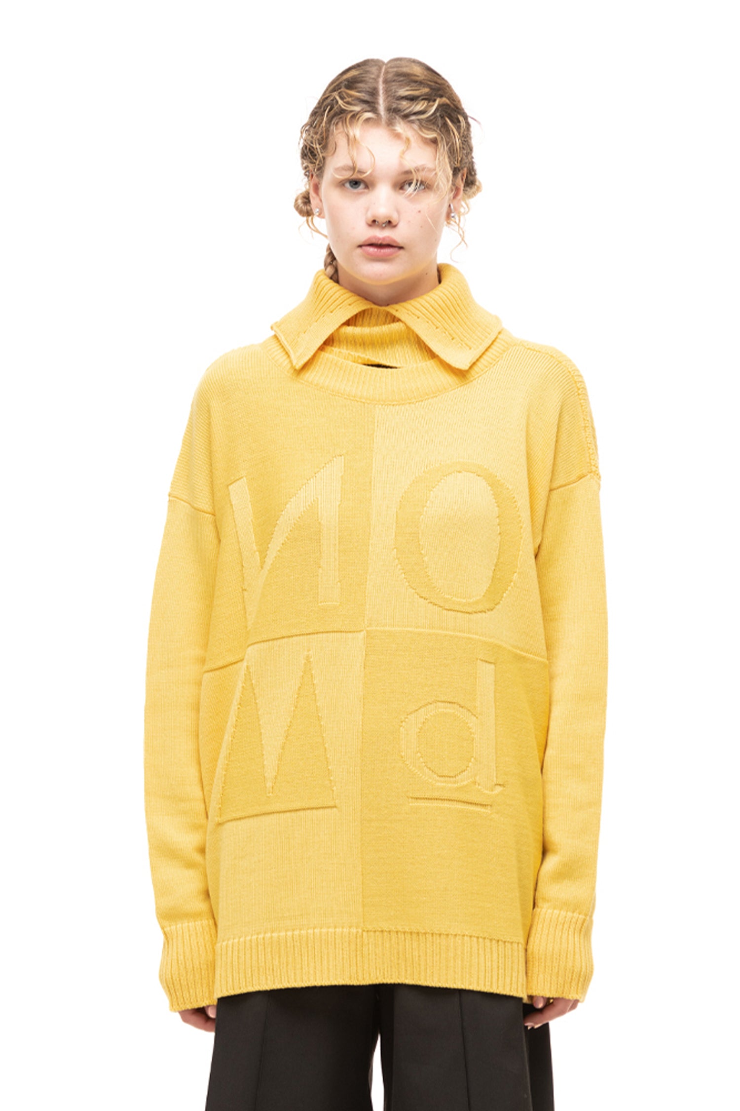 CHECK OFF SWEATER IN DAFFODIL,W23